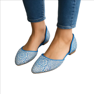 Women's Restricted, D’Orsay Glory Blue Flat blue and tan 6.5